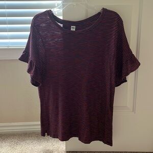 Striped Ruffle Sleeve Old Navy Tee